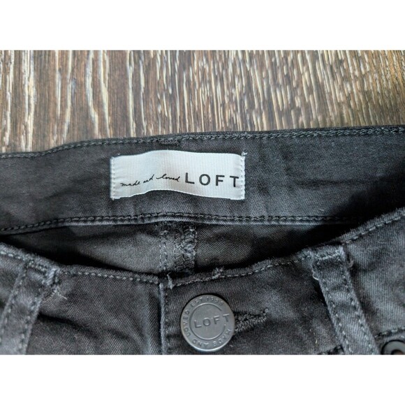 LOFT 00 24x27 The Skinny Black Stretch Denim Womens Jeans Classic 150 - Picture 3 of 7